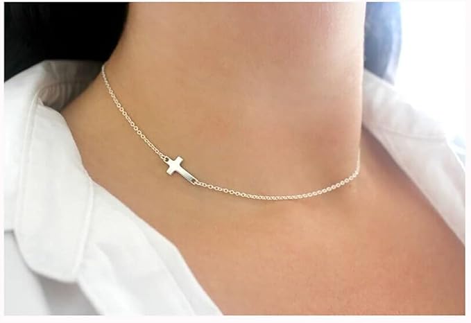 Dainty Cross Pendant Necklace Choker Necklace Chain Christian Necklaces Jewelry for Women and Girls-BrightBean Baby