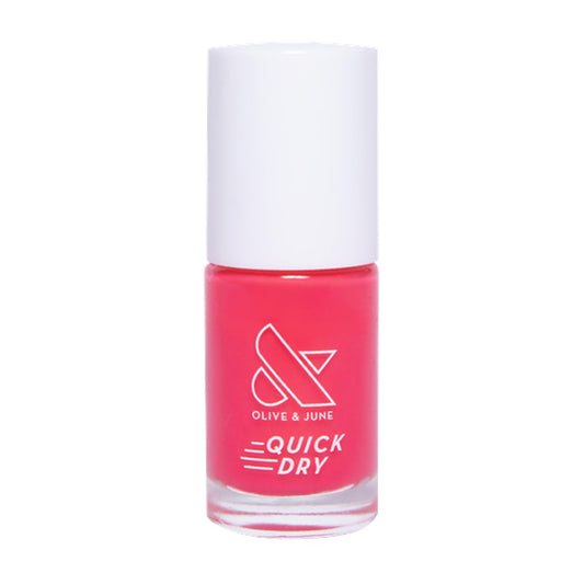 Olive & June Quick Dry Nail Polish | Instant Fast-Drying Smudgeproof Color | 15-free Vegan Cruelty-Free Formula | Lasts up to 5 Days | Salon-Quality Manicure Pedicure at Home |Pomodoro Tomato Red-Pink-BrightBean Baby