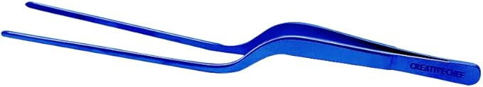 CREATIVECHEF 8 Inch Kitchen Tweezer, Stainless Steel Food Tongs, Kitchen Fine Tweezer, Fine tweezer tongs for food presentation (BLUE)