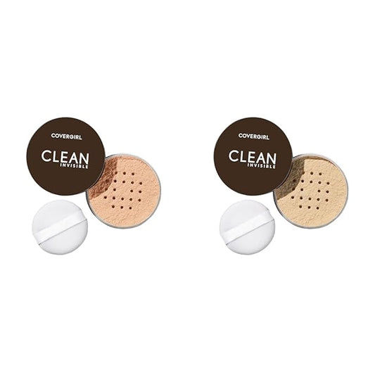 COVERGIRL Clean Invisible Loose Powder Vegan Formula Translucent Light Fair 20g (0.7 oz) 2-Pack-BrightBean Baby