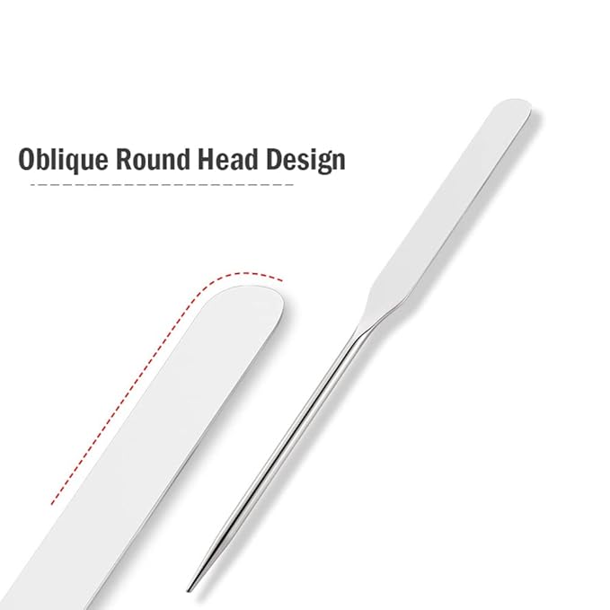 Foundation Spatula, 3-Pack Acrylic Nail Art Palette Oblique Round Head Stainless Steel Makeup Spatula for Woman Professional Facial Makeup Tools Makeup Mixing Palette-BrightBean Baby
