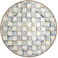 MACKENZIE-CHILDS Enamel Serving Platter, Decorative Serving Platter for Food, 16 Inches, Gray-and-White Sterling Check