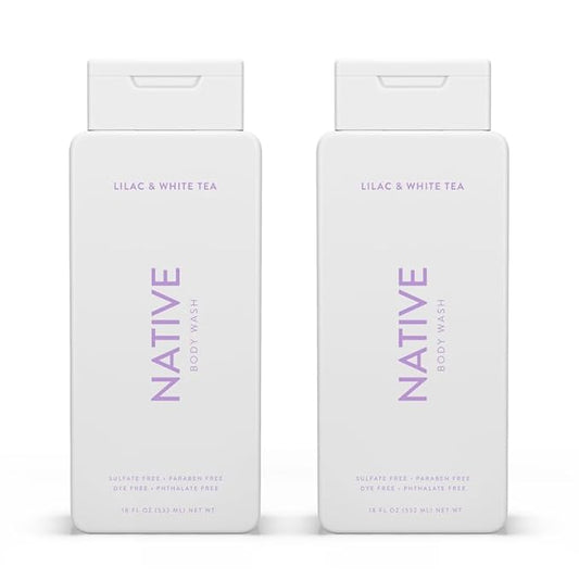 Native Body Wash Contains Naturally Derived Ingredients | For Women & Men, Sulfate, Paraben, & Dye Free Leaving Skin Soft and Hydrating | Lilac & White Tea 18 oz - 2 Pk-BrightBean Baby