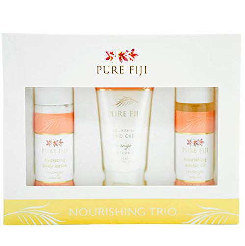 Pure Fiji Nourishing Trio, Ideal Spa Bath Gift Set for Women - Travel Kit - Includes Exotic Body Oil , Hydrating Body Lotion For Women and Nourishing Hand Cream, Mango Scent-BrightBean Baby