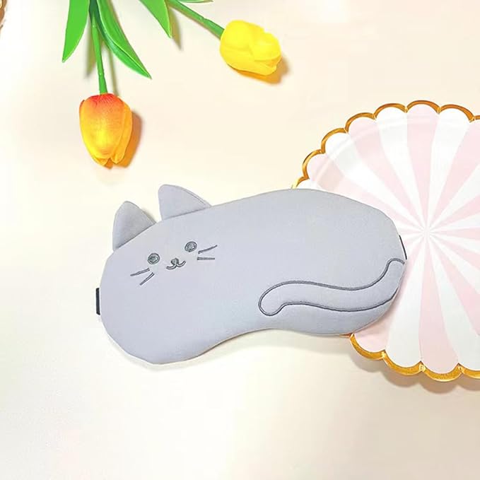 PERFECTSIGHT Kitty Sleep Eye Masks, Cute Plush Sleep Eye Cover Lightweight Adjustable Eyeshade Faux Fur Mask Cover for Women Men Sleep Travel Nap, Grey Cat-BrightBean Baby