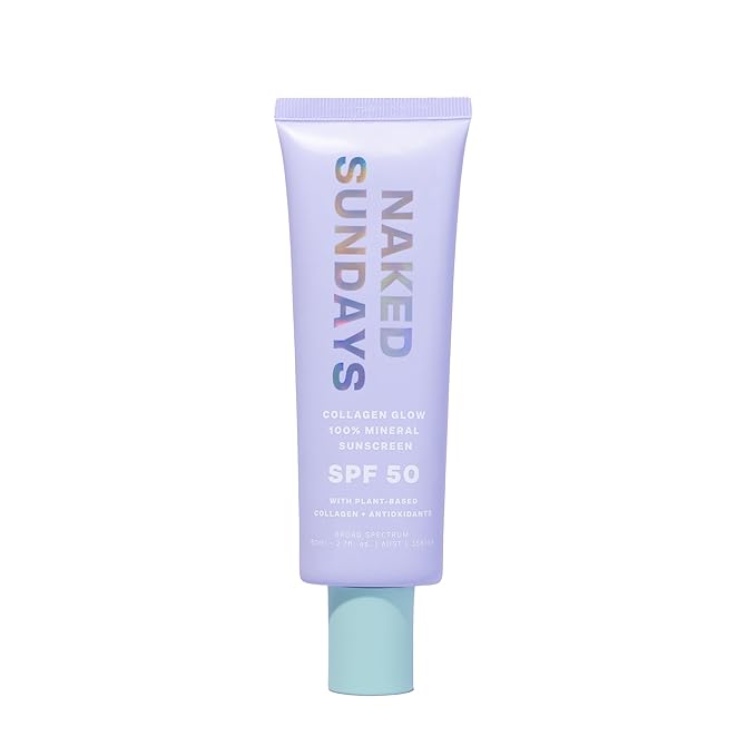 Naked Sundays SPF 50 Mineral Glow Sunscreen, Daily Hydrating Facial Moisturizer & Primer with Zinc Oxide, Sheer Tint, Broad Spectrum SPF Lotion (Jumbo 80ml)-BrightBean Baby