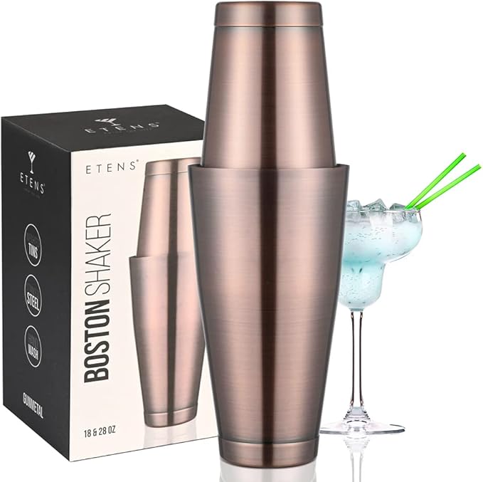 Boston Cocktail Shaker Antique Copper, Cocktail Shaker Tins Weighted, Bar Shaker Set Bartender Shakers for Bartending - Martini Shaker Stainless Steel Drink Mixer | Bar Tools Metal Shaking Tin