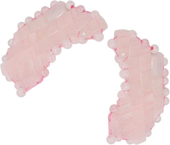 2Pcs Jade Eye Mask, Jadestone Eye Patch, Rose Quartz Anti Aging Eye Pad Sleep Eye Pad to Eliminate Wrinkles, Puffiness & Irritation (Reusable)-BrightBean Baby