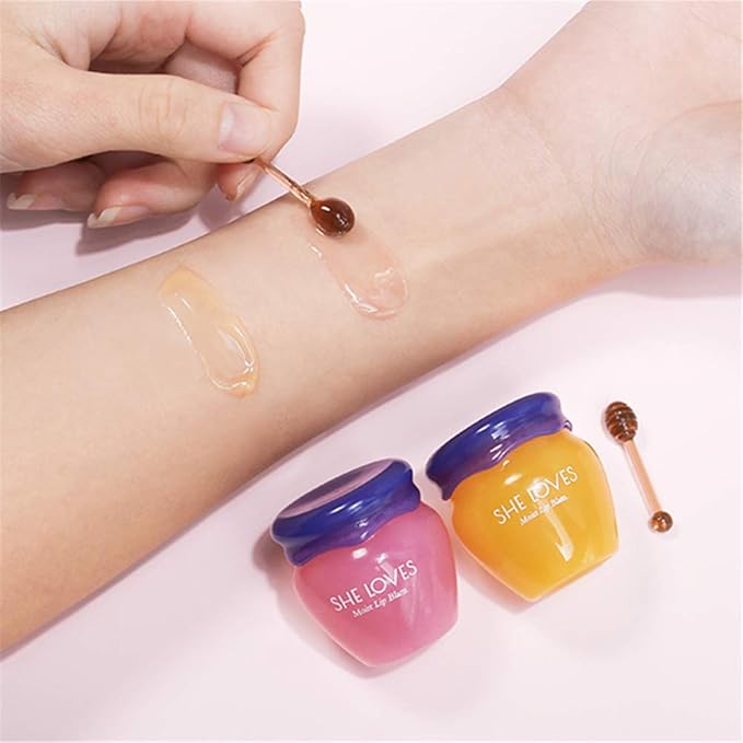 2PCS Lip Mask Overnight, Honey&Sakura Day and Night Repair Sleeping Lip Balm, Fade Lip Lines Bee Balm, Hydrating &Prevention Dry and Crack Lip Scrubs Exfoliator-BrightBean Baby