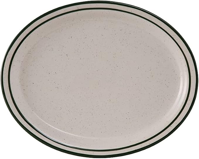 Tuxton China TES-012 Platter, 9-1/2" x 7-1/2", Oval, Narrow Rim, Microwave and Dishwasher Safe, Oven Proof, Fully Vitrified, Ceramic, Emerald, Pack of 24