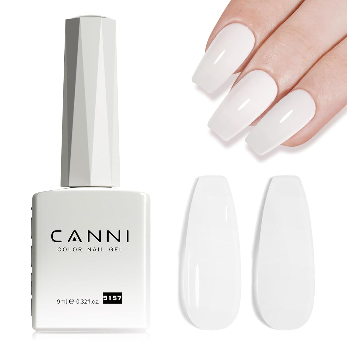 CANNI Milky White Jelly Gel Polish – 9ML Translucent Sheer Nude Soak-Off UV/LED Gel Nail Polish for DIY Manicure or Salon Use-BrightBean Baby