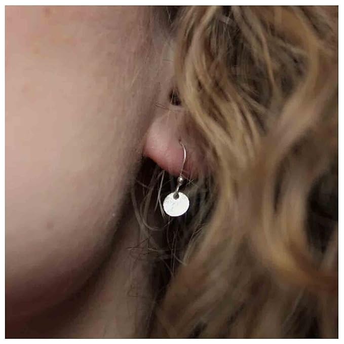 Boho Disc Coin Drop Earrings Tiny Circle Dangle Earrings Silver Smooth Coin Hook Earrings Minimalist Geometric Earrings for Women and Girls-BrightBean Baby