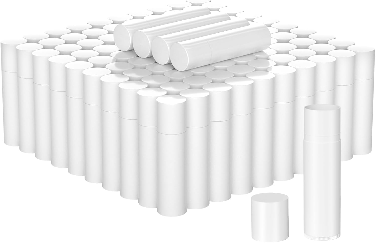 Empty Lip Balm Tubes for DIY Lipstick with Leak-proof Caps, 100-Pack Lip Balm Containers BPA Free, White-BrightBean Baby