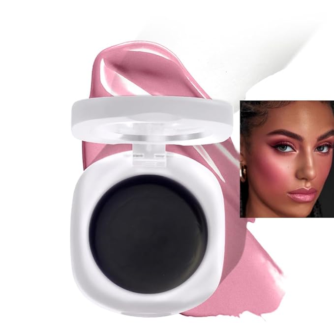 Cream Blush Makeup, Natural Pink/Black Glossy Face Blusher, Color Changing Cream Blush for Cheek and Lip Tint, Blendable Formula, Matte and Dewy Finish Lightweight Blush Makeup (Black, One)-BrightBean Baby