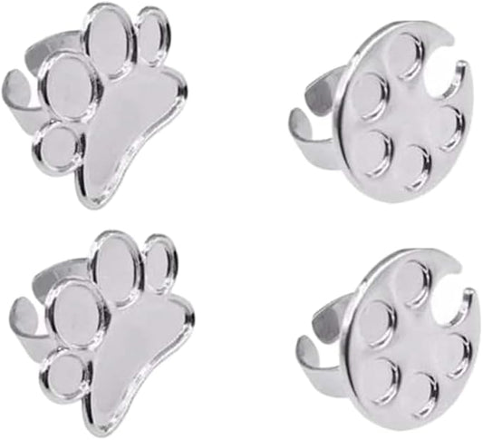 Mini Manicure Palette,4PCS Nail Display Board,Metal Nail Art Polish Holder,Paint Palette Finger Ring,Stainless Steel Makeup Mixing Palette Ring-BrightBean Baby