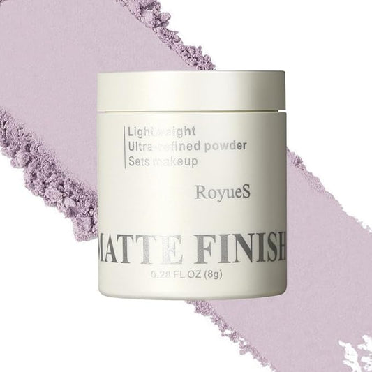 Purple Translucent Setting Powder, Matte Finishing Powder Oil Control for Long Lasting Makeup, Lightweight Loose Powder Waterproof Makes Skin Downy, Blurring Powder for All Skin Tones, 01-BrightBean Baby