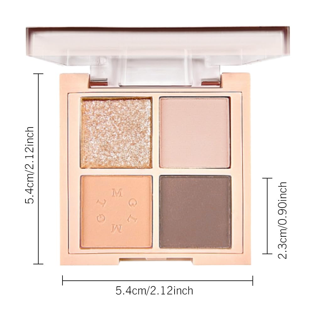 4Colors Eyeshadow Makeup Palette,Nude Champagne Natural Neutral Powde Eye Shadow Palette for Older Women,Long Lasting Naturing-Looking,Lightweight,Waterproof,Eye Makeup Kit Travel Size-BrightBean Baby