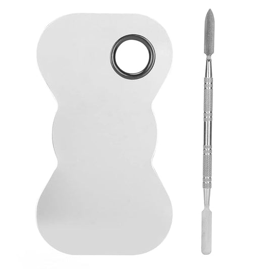 Cosmetic Makeup Palette Spatula, Mixing Bow Shape Stainless Steel Makeup Palette for Cosmetic Blend