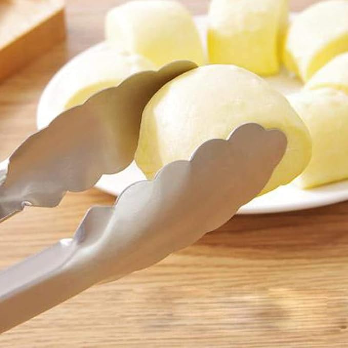 304 Stainless Steel Kitchen Cooking Tongs, 9" and 12" Set of 4 Sturdy Grilling Barbeque Brushed Locking Food Tongs with Ergonomic Grip, Red