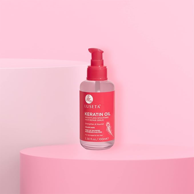 Luseta Keratin Hair Oil Serum for Color Treated Damaged & Dry Hair Strengthening & Nourishing, Keratin Hair Treatment Oil, Free of Sulfates, Paraben and Gluten 3.38 oz-BrightBean Baby