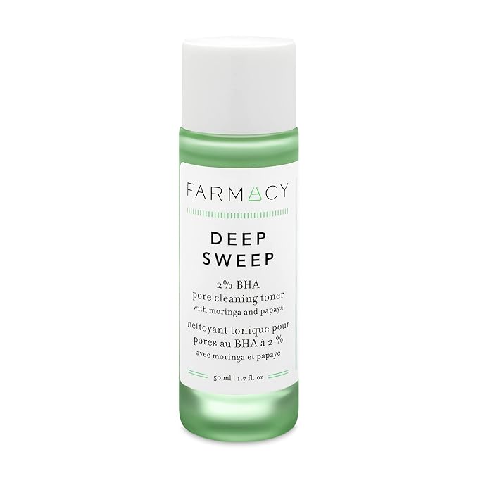 Farmacy 2% Salicylic Acid Toner for Face - Deep Sweep Gentle BHA Exfoliant for Oily Skin - Refines Texture with Papaya Enzymes & Moringa Water for a Healthy-Looking Complexion (50ml)-BrightBean Baby