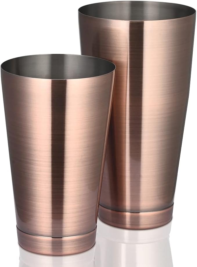 Boston Cocktail Shaker Antique Copper, Cocktail Shaker Tins Weighted, Bar Shaker Set Bartender Shakers for Bartending - Martini Shaker Stainless Steel Drink Mixer | Bar Tools Metal Shaking Tin