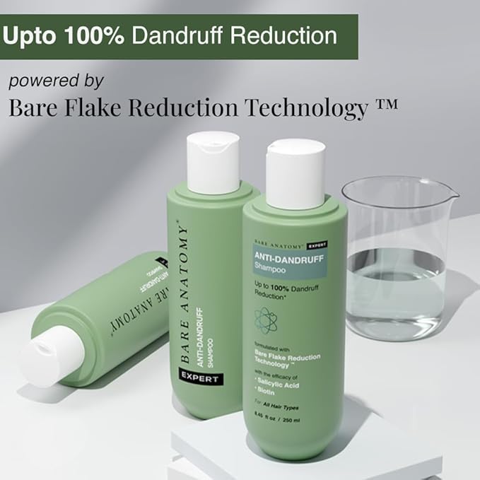 Bare Anatomy Expert Anti-Dandruff Shampoo Targets Oily Scalp And Sheds Dry Flakes Clears away dandruff flakes Relieves from excessive oil 8.4 Ounce-BrightBean Baby