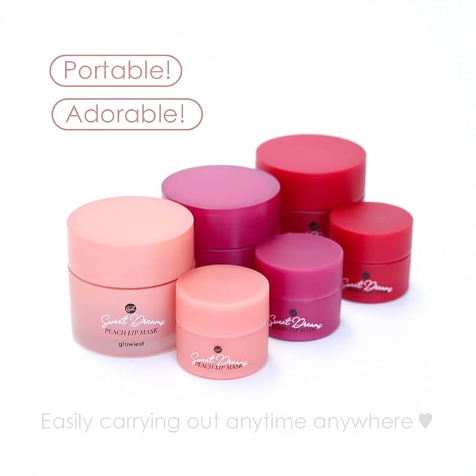 Sweet Dreams Mini Lip Mask 5g(3 Set)- Nourishing, Plumping and Hydrating Lip Balm | Vegan Lip Sleeping Mask | Korean beauty | Hyaluronic Acids + Vitamin C + Shea Butter + Antioxidants-CherryBerryPeach-BrightBean Baby