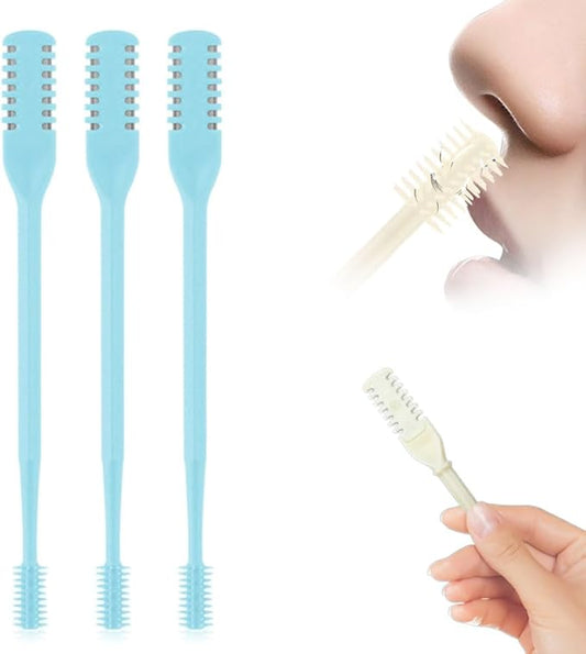 Nasal Hair Cutter, 2025 Upgraded Double Sided Noses Hairs Knife, 360° Rotating Portable Manual Nose Hair Trimmer, Noses Hairs Remover for Women Men Travel Essentials (Blue, 3 Pcs)-BrightBean Baby