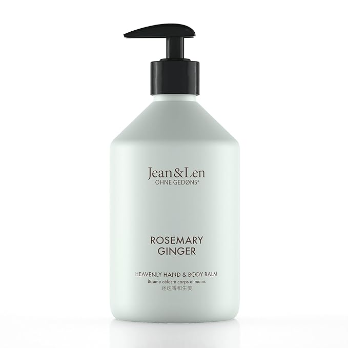 Jean & Len Heavenly Hand & Body Balm Rosemary & Ginger, for a fragrant care experience, with organic argan oil and shea butter, minimalistic bottle, without parabens & silicones, 16.91 Fl. Oz.-BrightBean Baby