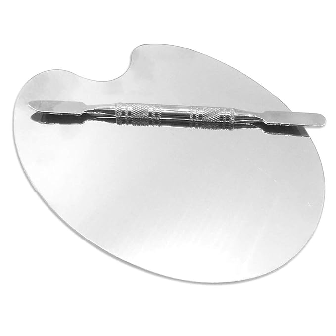 2 Pack Professional Makeup Palette, 2 Types Pro Lady Stainless Steel Cosmetic Artist Spatula with Spatula Tool for Mixing Foundation-BrightBean Baby