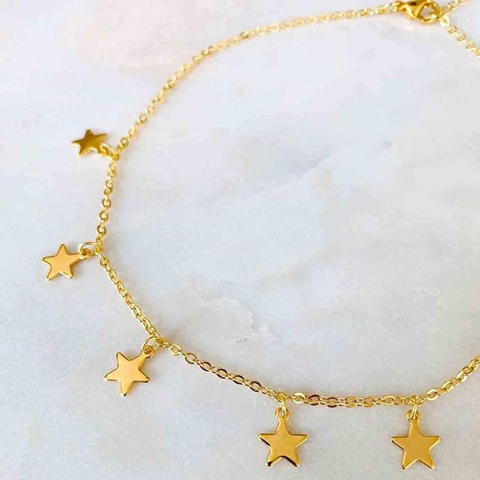 Boho Star Choker Necklace Gold Star Dangle Necklace Chain Short Minimalist Necklace Gold Collarbone Necklace Jewelry for Women Gifts-BrightBean Baby