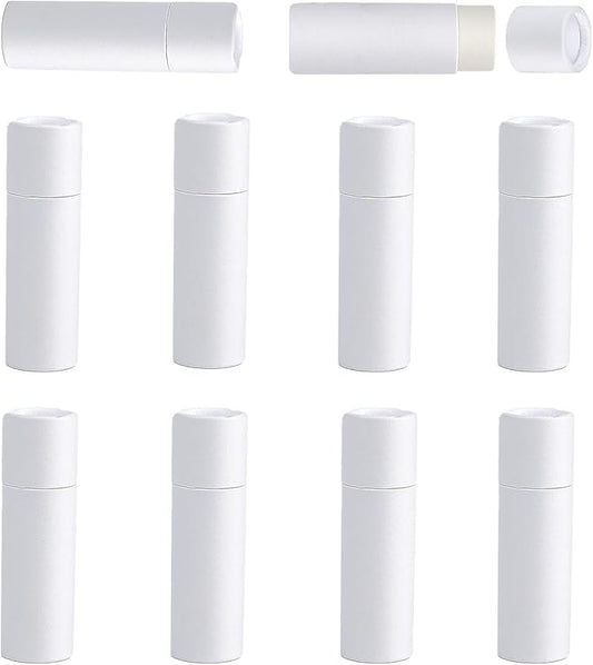 NICENEEDED 10 Pcs Paperboard Lip Balm Tubes, White Paper Lipstick Tube, Cardboard Empty Lip Gloss Container Solid Perfume Tube Cosmetic Box for DIY Lip Gloss Balm Chapstick-BrightBean Baby