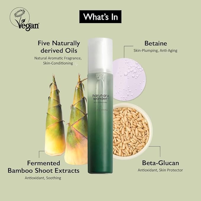 HARUHARU wonder Black Bamboo Mist, 5.07 fl.oz. Hydrating and Firming skin, Panax ginseng for clean and smooth skin surface, Korean Skincare, Vegan, Cruelty Free-BrightBean Baby