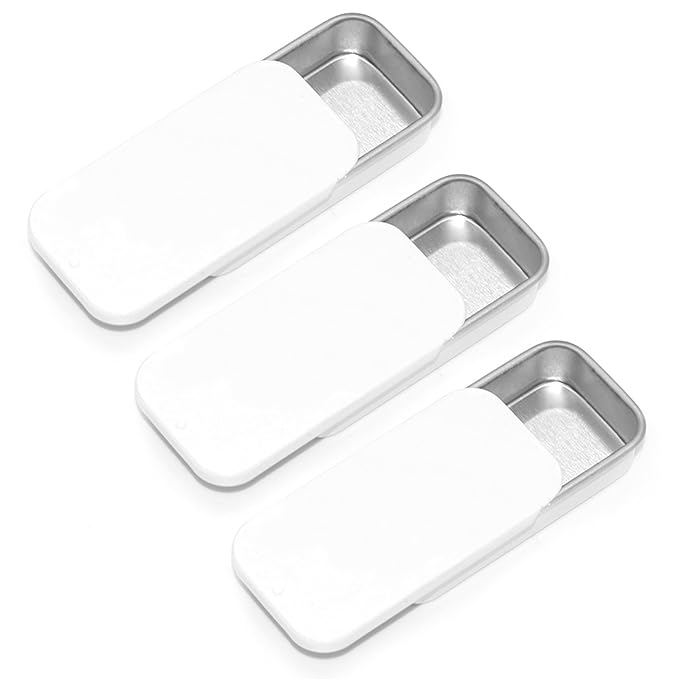 Lip Balm Tins Slide Top Tin Containers for Lip Balm Crafts Storage Kit - 0.25oz 3 Pack (WHITE)-BrightBean Baby