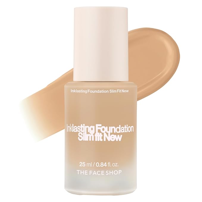 THE FACE SHOP Ink Lasting Liquid Foundation, Full Coverage, 72‑Hour Wear Semi‑Matte Finish, Makeup with Bakuchiol, N120 Marshmallow, 0.84 Fl. Oz.-BrightBean Baby
