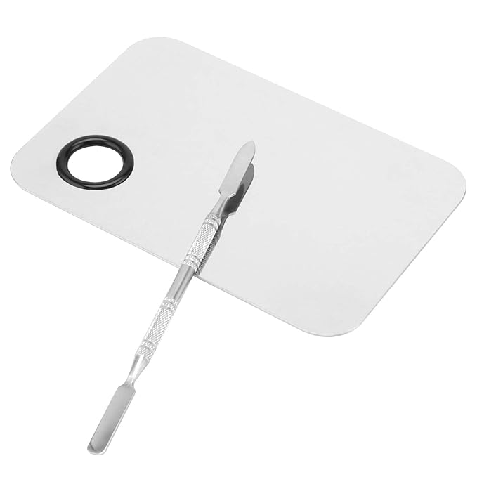 4 Pack Metal Makeup Palette, Makeup Mixing Palette with Spatula Makeup Palette Mixer Tray for Color Mixing and Makeup, Silver（2 Sizes）-BrightBean Baby