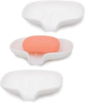 3 Pack Soap Bar Holder, AIMAIAIMAI Self Draining Soap Dish, Quick Drainage, Soap Dishes for Bathroom, Shower, Silicone Soap Tray for Kitchen, Dishwasher Safe (White)
