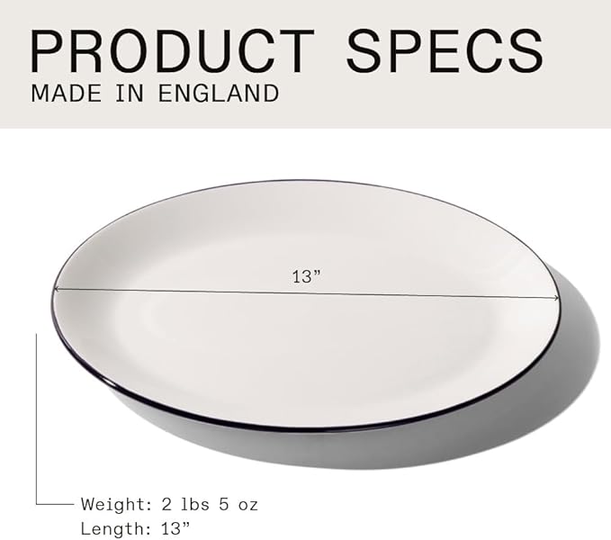 Made In Cookware - Serving Platter - White With Black Rim - Porcelain - Crafted in England
