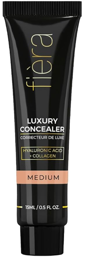 Fièra Luxury Concealer with Anti-Aging - All Day Coverage for Dark Circles, Fine Lines, Wrinkles & Spots - Medium, 0.5 Ounce-BrightBean Baby