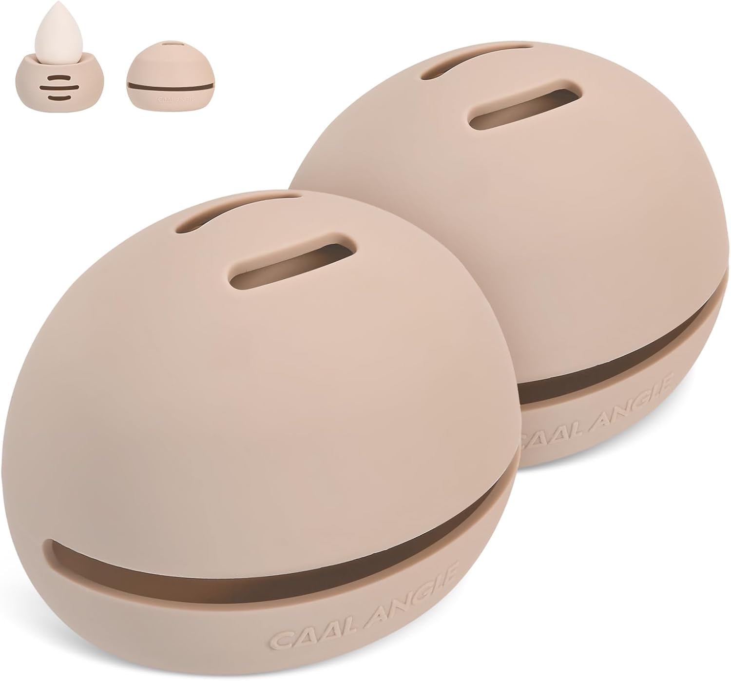 2Pcs Makeup Sponge Holder Silicone Beauty Sponge Holder Makeup Blender Case for Travel 2 in 1 Stand Storage For Quick Drying Khaki+Khaki-BrightBean Baby