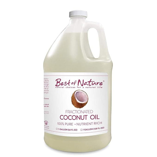 Best of Nature 100% Pure Fractionated Coconut Oil - Liquid MCT Massage & Body Oil, Unscented Moisturizer for Hair, Skin, Face, Aromatherapy Carrier for Essential Oils, Half Gallon (64 fl oz)-BrightBean Baby
