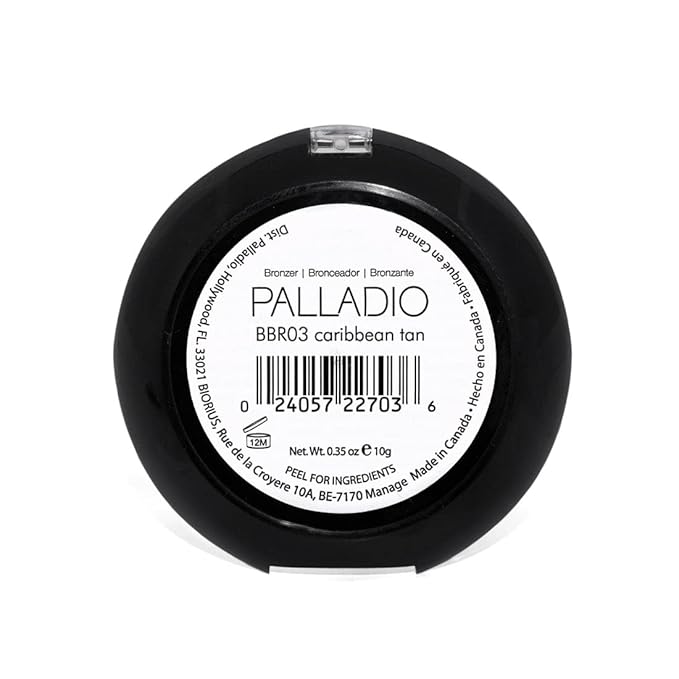 Palladio Baked Bronzer, Highly Pigmented and Easy to Blend, Shimmery Bronzed Glow, Use Dry or Wet, Lasts all day long, Provides Rich Tanning Color Finish, Powder Compact, Caribbean Tan-BrightBean Baby