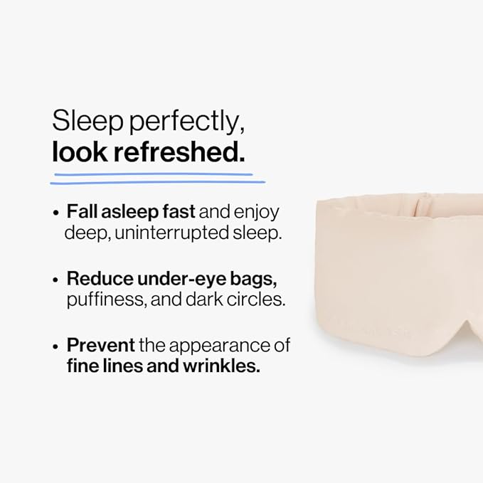 Dore & Rose Deep Sleep Mask Light Blocking, 23 Momme Mulberry Silk Eye Mask, Ultra Soft, Adjustable - Travel Sleeping Mask for Men & Women - Champagne-BrightBean Baby