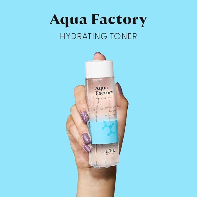 Stratia Aqua Factory Hydrating Toner with Beta Glucan, 7 Moisturizing Factors & Peptides for Barrier Repair, Nourishing Dry & Sensitive Skin, 4oz-BrightBean Baby