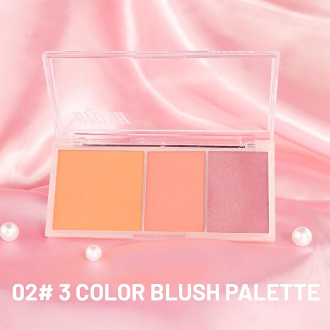 3 IN 1 Brown Nude Face Highlight Bronzer Powder Palette for Face Cheeks Contour Brightening, Buildable Matte Coverage Natural Makeup,Ultra Sculpt Nose Shadow Eyeshadow Primer-Orange-BrightBean Baby