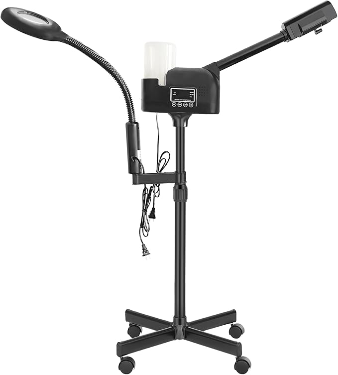 Professional Facial Steamer 2 in1 Steamer for Face 5X LED Magnifying Lamp Facial Steamer for Esthetician Beauty Face Equipment Use at Home or Salon（Black）-BrightBean Baby