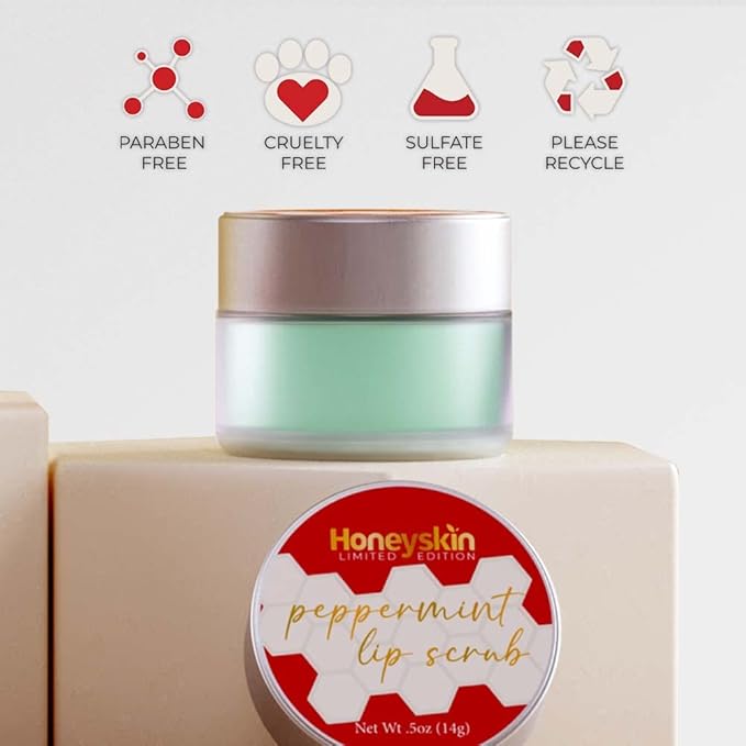 Lip Exfoliator Scrub and Lip Treatment - Gentle Lip Repair for Dry Cracked Lips and Lip Scrubs Exfoliator and Moisturizer - All Naturals Lip Brightening for Dark Lips (Peppermint)-BrightBean Baby