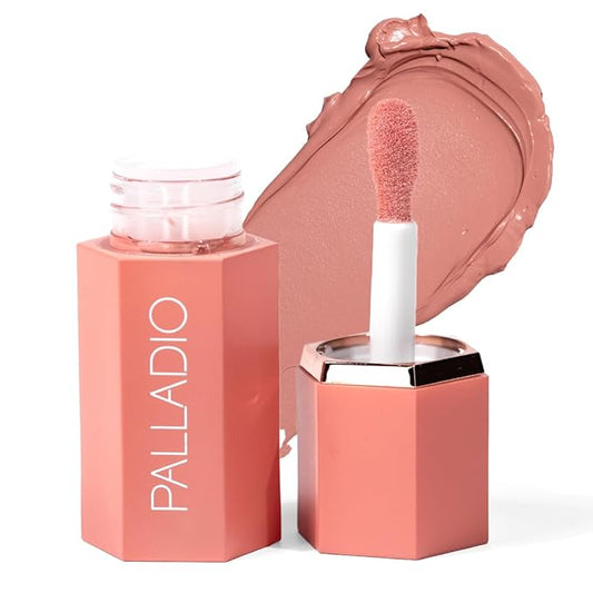 Palladio Liquid Blush for Cheeks & Lips 2-in-1 Makeup Face Blush, Weightless Cream Formula, Smudge Proof Long-Wearing Pigmented Blush, Natural Look Makeup Face Blushes, Dewy Finish, Rose Cloud-BrightBean Baby