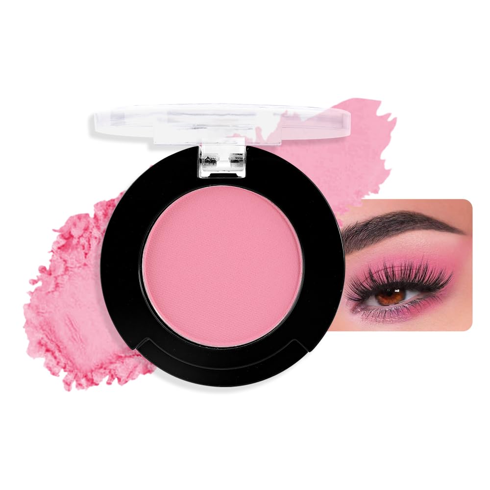 Monochrome Pressed Eyeshadow, Matte Pink Waterproof Neutral Powde Mini Eyeshadow, sombras para ojos, Talc, Paraben & Cruelty Free (C09#Matte Pink)-BrightBean Baby